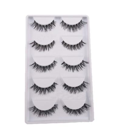 Bluelans 5 Pairs Soft Long Black Cross False Eyelashes Makeup Eye Lash Extension