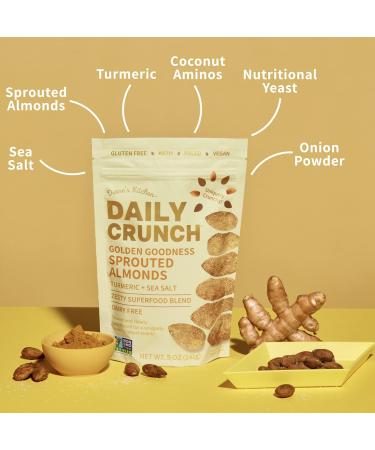 Golden Goodness Daily Crunch Sprouted Almonds 5oz (2 Pack) - Savory Spice Blend, Sea Salt & Turmeric | Keto Friendly, Non-GMO, Vegan, Healthy Snack - Buy Online on SooperMarket.com
