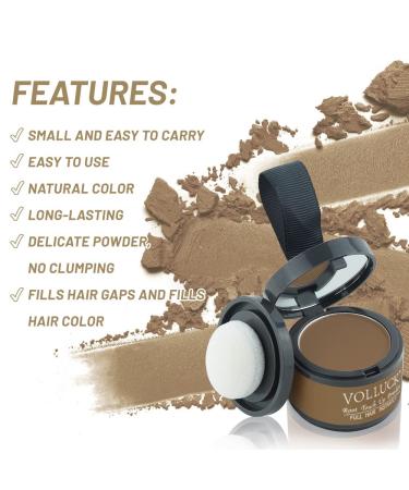 VOLLUCK Root Touch Up Hair Powder - Dark Brown Root Cover Up Stick for Thinning Hair, Bald Spots, Eyebrows, Beard Line - Men and Women - Light-Brown - Buy Online on SooperMarket.com