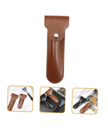 NOLITOY Manual Razor Travel Cover - Brown PU Shaver Storage Case (16.5x4.2x1CM) | International Shipping Available - Buy Online on SooperMarket.com