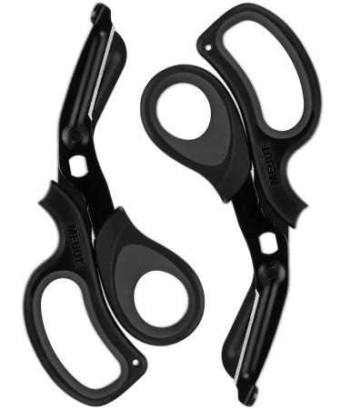 MEUUT 2 Pack Medical Scissors Trauma Shears-8 inches Patented Bandage Scissors Surgical Grade Shears Stainless Steel EMT Scissors for Doctors Nurses EMT Workers Black+black