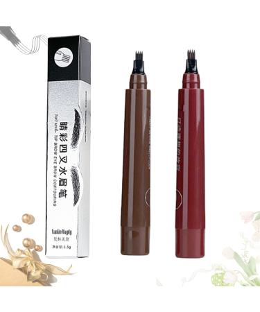 LONGLUAN Waterproof Sweat-Proof and Non-smudging Four-Pronged Eyebrow Pencil Nexavale Eyebrow Nexavale Magic Eyebrow Enhancing Pen Waterproof 4-Tip Eyebrow Unique Quad Eyebrow Pencil (02+03)