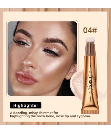 Go Ho Liquid Highlighter Wand Cream Highlighter Makeup Stick - Pearl White #04 | Smooth Natural Finish, Blendable & Silky | Cushion Applicator for a Radiant Glow - Buy Online on SooperMarket.com