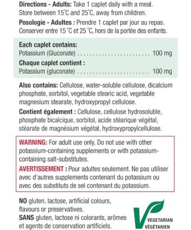 Jamieson Potassium 100mg 100 Caplets & MegaCal Calcium 650mg 100+20 Tablets Mineral Supplement+ Calcium 650mg - Buy Online on SooperMarket.com