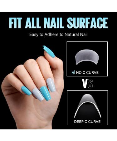 TOMICCA Short Coffin French Edge Nail Tips - 240pcs Half Cover False Nails - Natural Matte Acrylic Extensions - 15 Sizes Salon Quality Artificial Nails - Buy Online on SooperMarket.com