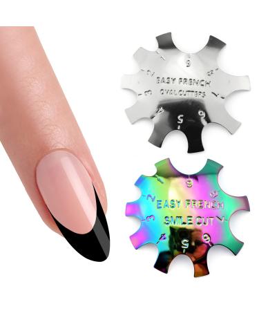 Oval Easy French Smile Line Nail Art Manicure Edge Trimmer Nail Cutter Acrylic Tool with 9 Sizes  HJ-NAT185-FS03 Silver