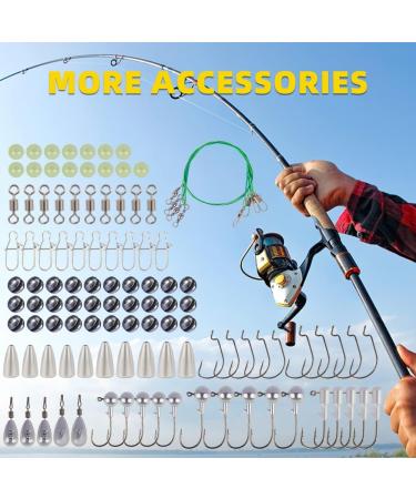 302 Pcs Fishing Lures Set - GOANDO Fishing Gear Tackle Box for Bass Trout Salmon - Spoon Lures, Soft Plastic Worms, Crankbait, Jigs, Hooks - Fishing Attractants and Accessories for Successful Fishing - Buy Online on SooperMarket.com