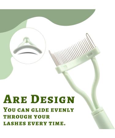 Eyelash Comb & Curler Set - 3 Pcs Metal Teeth Mascara Applicator & Eyebrow Brush - Perfect Eye Lash Tool in Light Green - Buy Online on SooperMarket.com