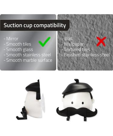 Chenri 2-Piece Beard-Shaped Razor Holder | Funny Suction Cup Design | Creative No-Drill Waterproof Hook for Bathroom & Kitchen - Buy Online on SooperMarket.com