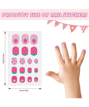 JSRQT 12 Sheets Colorful Nail Stickers Cute Cartoon Full Wrap Nail Art Stickers Decals Kids Girls Self Adhesive Nail Polish Stickers with Nail File Nail Stickers Strip with Rainbow Heart Unicorn - Buy Online on SooperMarket.com