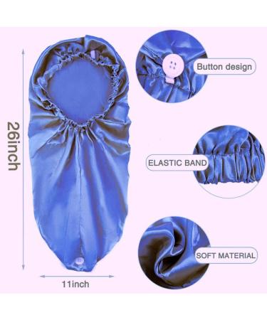 Ladaypoa Long Satin Hair Hood - 2 Pieces Women's Extra Large Silky Sleeping Cap - Black & Blue | Ideal for Hair Protection & Overnight Comfort - Buy Online on SooperMarket.com