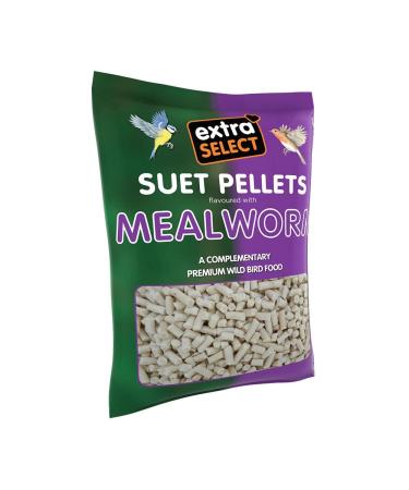 Extra Select Mealworm High Energy Suet Pellets Wild Bird Food - Protein Fat Rich Year-Round Feeding - 3 kg Refill