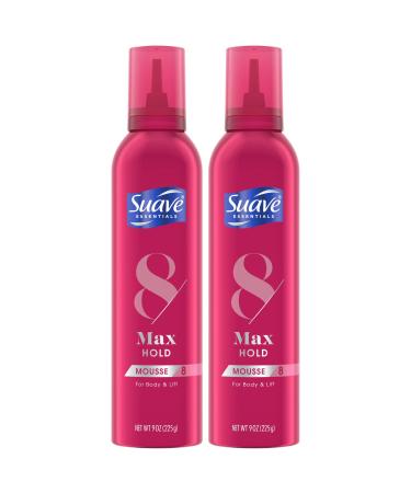 Suave Max Hold 8 - Volumizing Mousse for Fine Wavy & Curly Hair Moisturizing & Nourishing Volume Foam 9 Oz (Pack of 2) Max Hold Mousse 9 Ounce (Pack of 2)