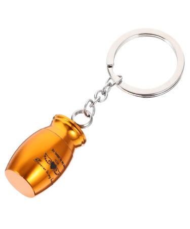 Warmhm Urn Commemorate Keychain Key Chain Decor Pet Ash Container Pet Ash Key Chain Ceramic Cookie Jar Mini Ash Container Ash Keepsake Bag Hanging Ornament Key Ring Ceramics Metal Jewelry Golden 7X2.5X1.5CM