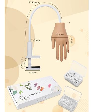Silicone Practice Hand for Acrylic Nails with 200PCS Nail Tips - Flexible Fake Nail Mannequin Hand for Nail Practice - Buy Online on SooperMarket.com