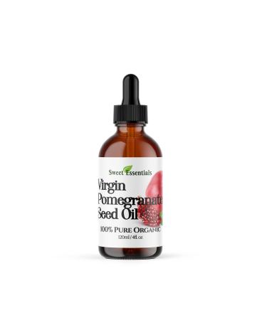 Sweet Essentials Premium Organic Pomegranate Seed Oil Imported From Turkey 100% Pure Unrefined Cold Pressed Natural Moisturizer for Skin Hair and Face (4oz Glass Bottle)