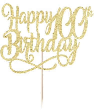 Qertesl Gold Glitter Happy 100th Birthday Cake Topper Cheers to 100 Years happy 100th Birthday Cake Topper 100th Anniversary Cake Topper men and women 100 years old happy birthday Party Decoration Gold100 - Buy Online on SooperMarket.com