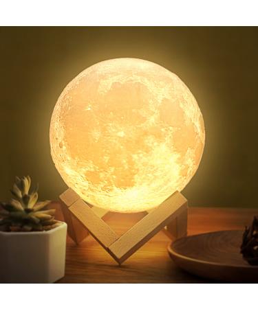 Balkwan moon lamp moon lamp 3D print moon lamp dimmable usb charging touch lamp for children and lover birthday bedroom romantic gift (4.7 inch)