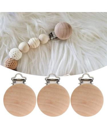 Cikonielf 5pcs Wood Pacifier Clips - 3cm Baby Pacifier Belt Holder & DIY Accessories for Teething - Buy Online on SooperMarket.com
