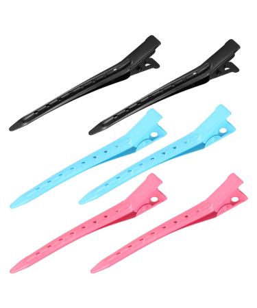 Acooruiteng Hair Clips for Styling Professional Alligator Clips Alligator Hair Clips with Holes Hair Styling Clips Duck Bill Clips for Hairdresser Women Men Barber Salon and Home 6 Pcs