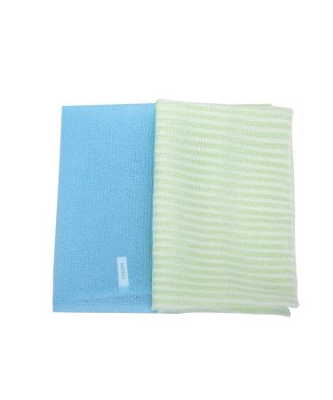 KAKOOI Long Exfoliating Nylon Bath Cloth/Towel  Magic Shower Washcloth for Body  35 inches( 2PCS of Different Roughness  Blue&Stripes)