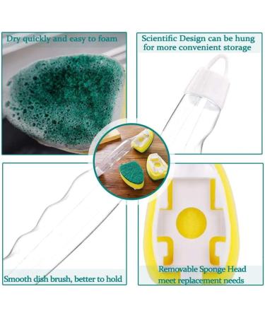 Spactz 1 Dish Wand 7 Refill Replacement Sponge Heads Wand Clean Scrub Sponges for Kitchen Sink Bathroom Utensils - Buy Online on SooperMarket.com