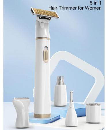 Dioche 5 in 1 Electric Hair Trimmer for Women - Rechargeable Low Noise Washable Clipper with 5 Heads for Eyebrows Nose and Face - International Shipping Available - Buy Online on SooperMarket.com