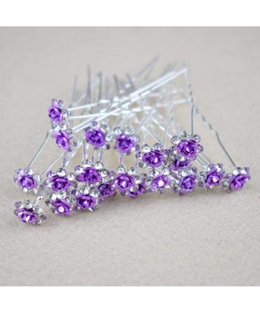 Frcolor 20pcs Wedding Bridal Rhinestone Hairpins | Beautiful Purple Crystal Flower Hair Accessories - Buy Online on SooperMarket.com