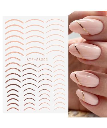 6 Sheet Gold French Fashion Line Nail Art Stickers Decals - Self-Adhesive 3D Nail Decals for Luxury Nail Design and Supply - Buy Online on SooperMarket.com