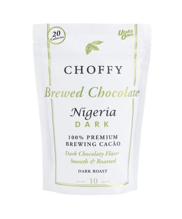 Choffy Brewed Cacao Coffee Alternative Substitute - 10 Oz Nigeria Dark Roast Flavor - Caffeine Free Brew Cacao Ground Drinking for Dark Chocolate Lovers, Healthy Rich Chocolate Drink, Nutrients for Mood & Energy Nigeria Dark Roast 10 Ounce (Pack of 1)