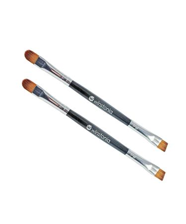 Winstonia Set of 2 Angled Eye Shadow Blending Highlight Brow Brush Multi-purpose Travel Kit Everyday Uses