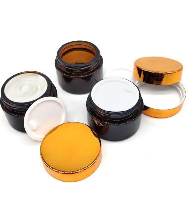 Bakiauli 6-Piece 50ml Amber Glass Cream Cans Empty Cosmetic Containers with Screw Cap for Creams & Lotions - Buy Online on SooperMarket.com