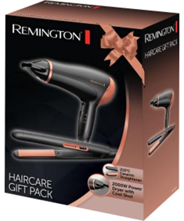 Remington Hair Care Gift Set: Ceramic Hair Straighteners & 2000W Ionic Hair Dryer - Black/Bronze - Buy Online on SooperMarket.com