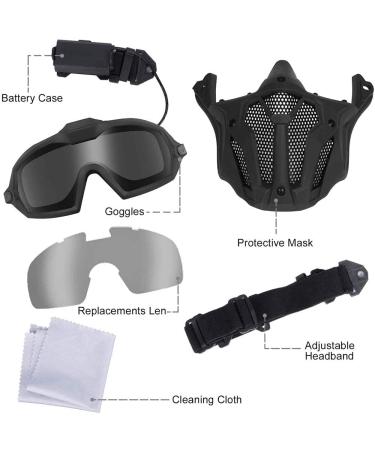 Tactical PJ Airsoft Helmet Set with Full Face Protection Mask, Detachable Anti-Fog Goggles - Paintball CS BK - Buy Online on SooperMarket.com