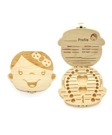 JZK Wooden Baby Milk Teeth Storage Keepsake Box Baby Tooth Holder for 4-12 years girl Birthday present little Girl Christening Gift Baby Shower
