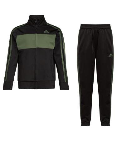 adidas Boys' Tricot Jacket & Pant Clothing Set 6 Essential Tricot Black With Green