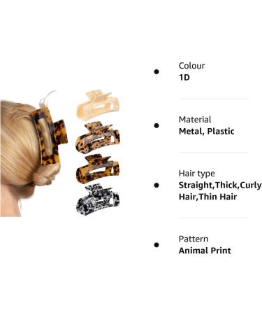 HAYHOI 4PCS Hair Claw Clips | Acrylic French Butterfly Jaw Clips Set | Leopard Print Hair Accessories for Women & Girls - Buy Online on SooperMarket.com