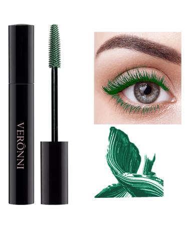 VERONNI Waterproof Mascara CurlingThick Lengthening Eyelash Mascara Lifts and Extends Lash Length  Clump Resistant  Non-smudge Eyelash Colorful Extension Natural Curl Mascara Makeup (04-Green)