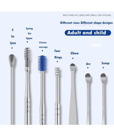 7Pcs/Set Steel Ear Wax Pickers & Remover Kit for Ear Care - Earwax Clean Curette Spoon Cleaner - Buy Online on SooperMarket.com