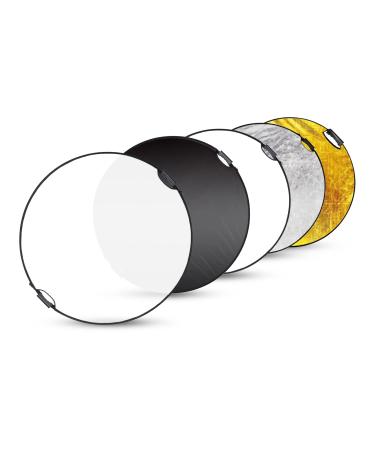 Selens 32 Inch (80cm) Reflector Photography, Collapsible Light Reflector with Carrying Case, 5 in 1 Handle Reflector for Photography Photo Studio Lighting -Translucent, Silver, Gold, White and Black