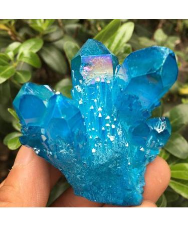 Natural Crystal Rough Sky Blue Flame Water Ring Quartz Crystal Rainbow Bismuth Silicon Cluster - Buy Online on SooperMarket.com