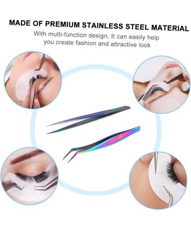 Buy 2 Sets of Colorful Stainless Steel Eyelash Tweezers - 13x1cm Perfect for Lengthening - International Shipping Available - Buy Online on SooperMarket.com