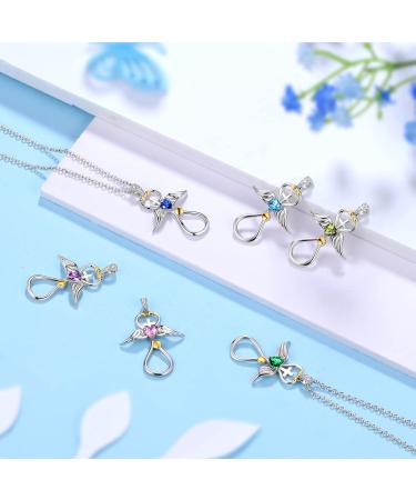 Cute Cat Necklace with Sparkling Zirconia Crystal Birthstone Pendant Necklace for Girls Womens White Gold Over 925 Sterling Silver Animal Necklace Birthstone Jewelry Sweet Present Girlfriend Sisters G Pink Pendant - Buy Online on SooperMarket.com