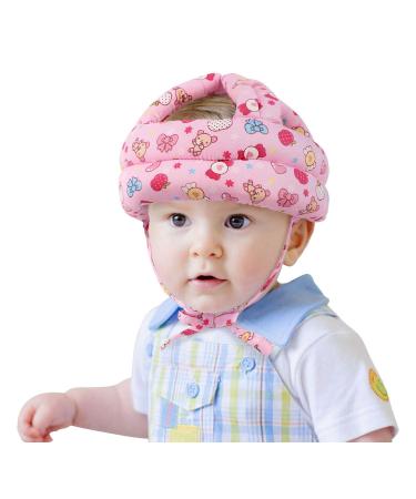 Baby Safety Helmet Soft Comfortable Baby Safety Protective Cap Adjustable Size Infant Head Protective Hat for Baby from 6 Months - 6 Years Old to Learn to Crawl Walk Run & Play (Pink Candy)