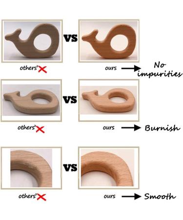 Wendysun 5pcs Cartoon Wood Teether Set - Natural Animal Round Bee Shape Baby Teething Toy - Buy Online on SooperMarket.com