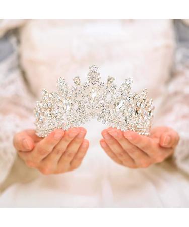 Tgirls Baroque Bridal Wedding Crown Princess Tiara Rhinestone Headband - Silver - Buy Online on SooperMarket.com