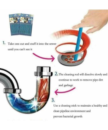24 PCS Sticks Drain Cleaner & Odor Remover - Keep Your Kitchen Bath Tub and Sink Clean - Prevent Clogs and Unpleasant Odors - Buy Online on SooperMarket.com