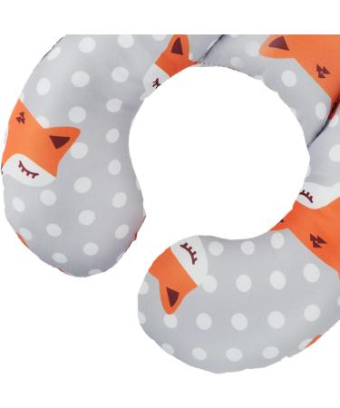 Baby Car Seat Travel Neck Pillow - Cute Fox Design | Infant Head Support Cushion for Pushchair, Stroller, Car Seat | Soft U-shaped Neck Rest Protector - Buy Online on SooperMarket.com