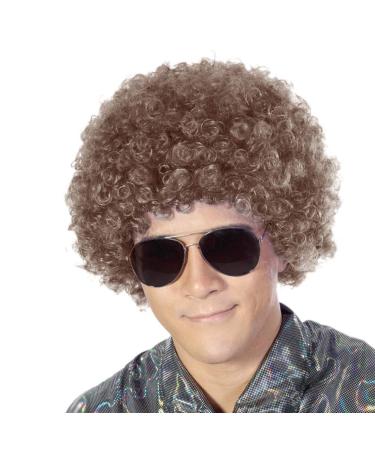 Fluffy Afro Synthetic Clown Wig for Men Women Cosplay Anime Party Christmas Halloween Fancy Funny Wigs (Brown)