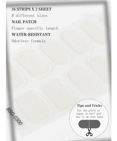 Kalolary 32PCS Cured Gel Nail Polish Strips Adhesive Full Wrap Gel Nail Art Sticker Waterproof Gel Nail Wrap Stickers with Nail File and Stick(UV/LED Lamp Required) (Transparent) - Buy Online on SooperMarket.com